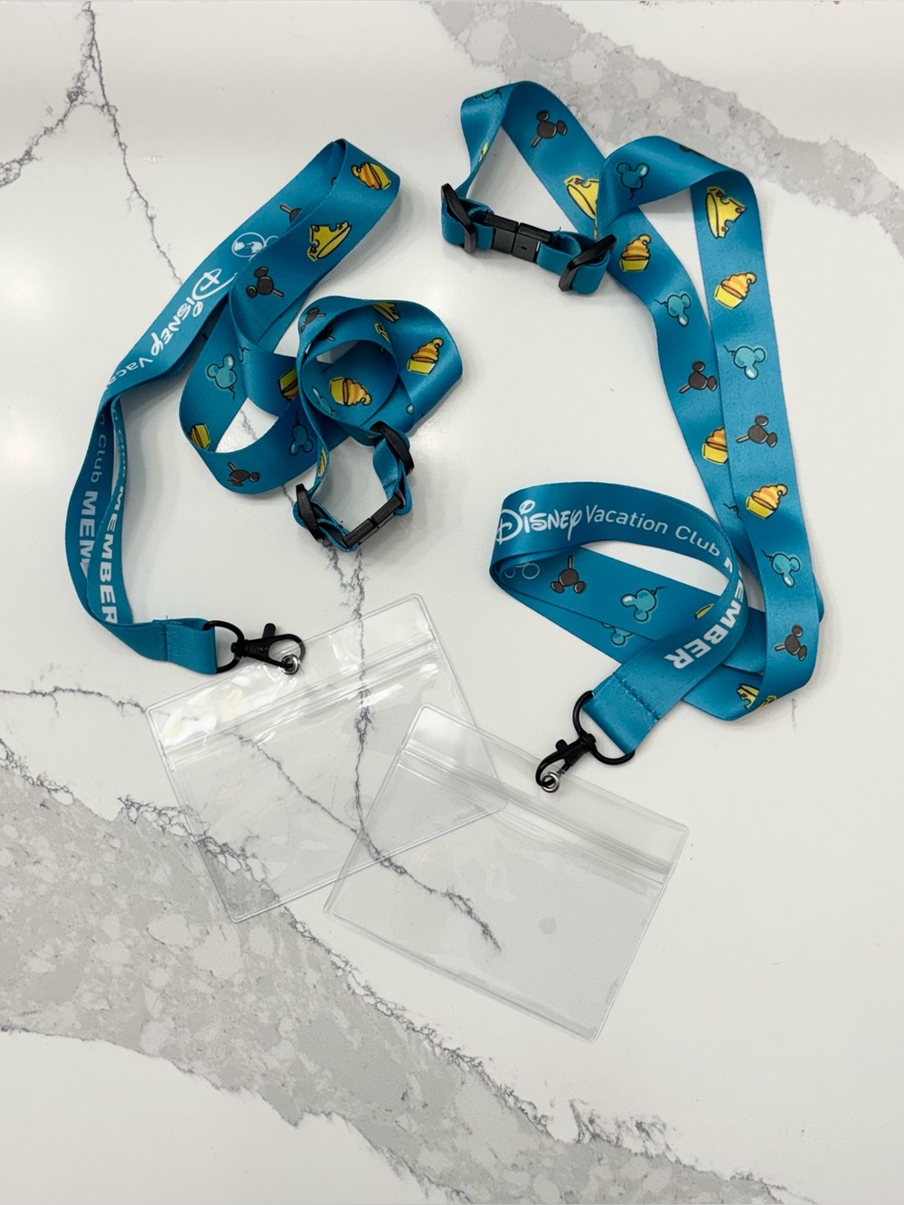 (2) NWOT Disney Vacation Club Snack Themed Lanyard with ID Holder